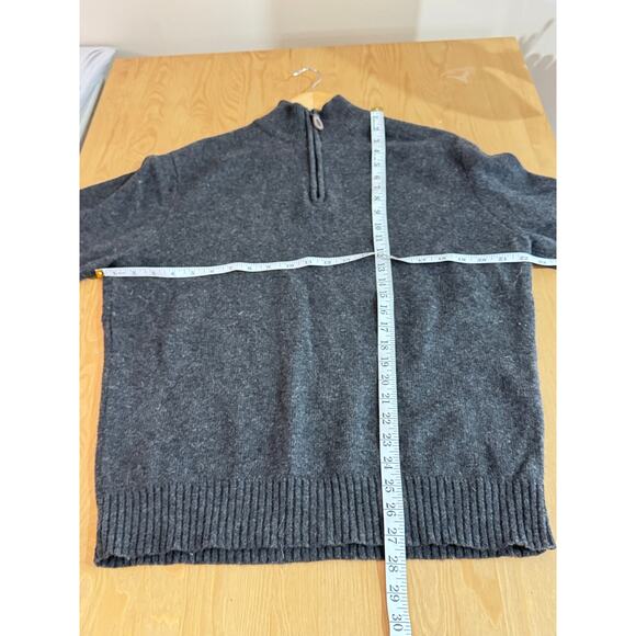 Men’s Jos. A Banks Lambs Wool Blend Quarter zip sweater Gray Preppy Medium - Picture 8 of 8